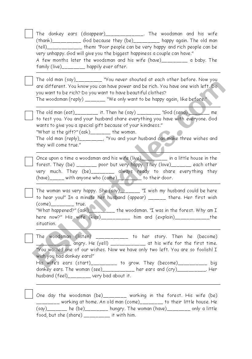 Simple Past: A short story worksheet