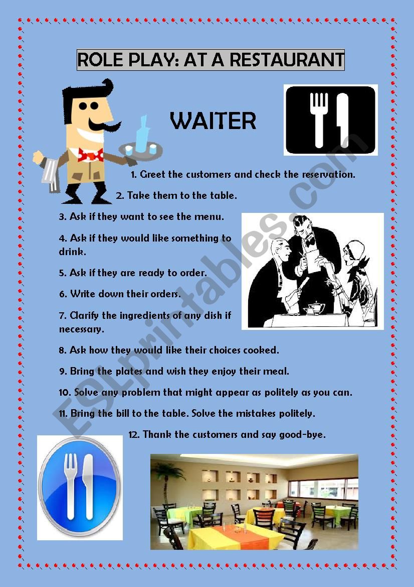 RESTAURANT: ROLE-PLAY worksheet