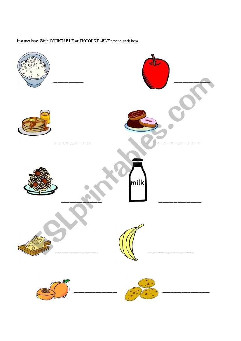 countable and uncountable food