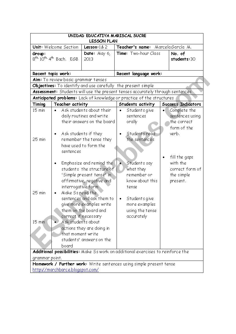  Simple Present Tense worksheet