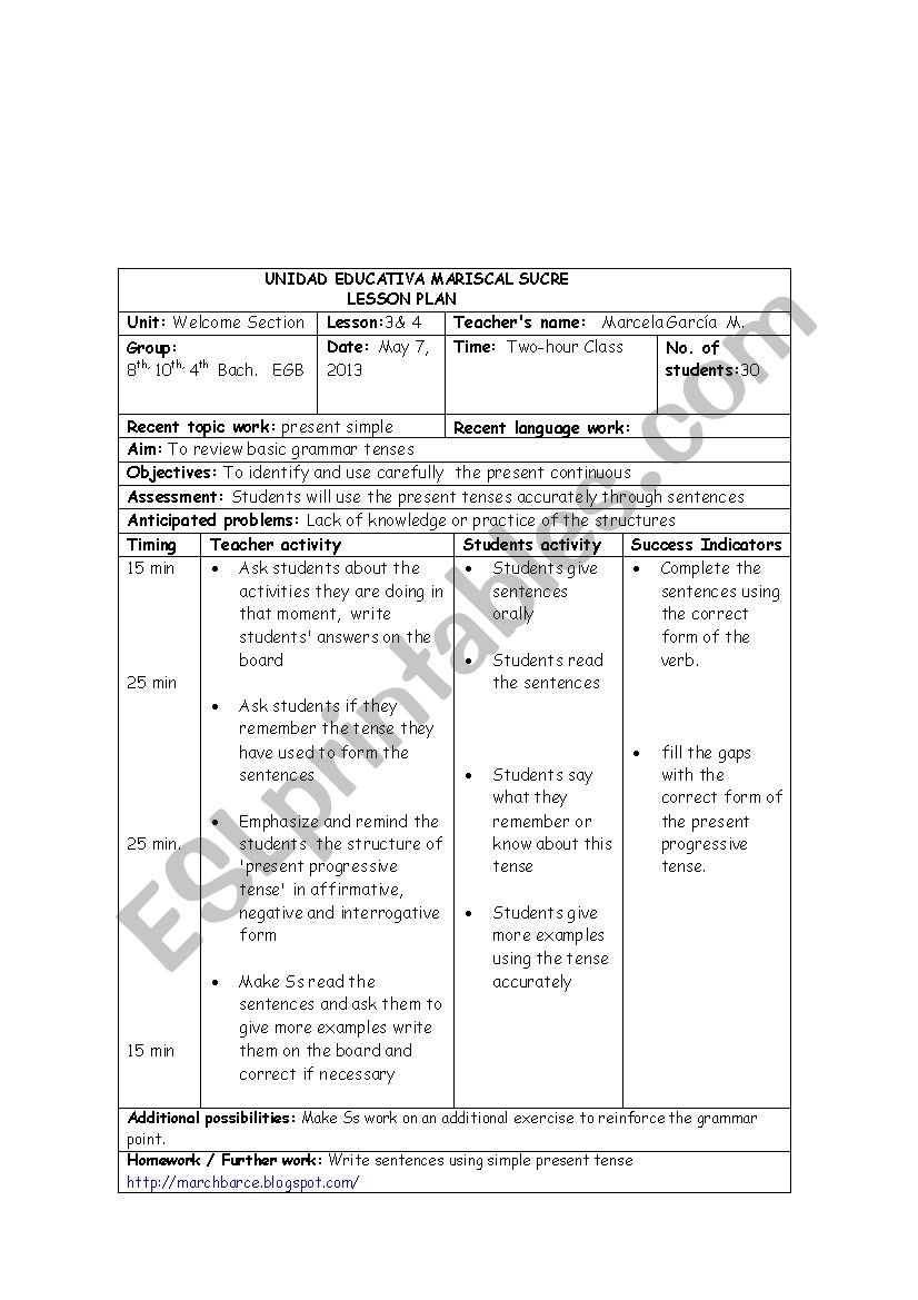 Present Continuous worksheet