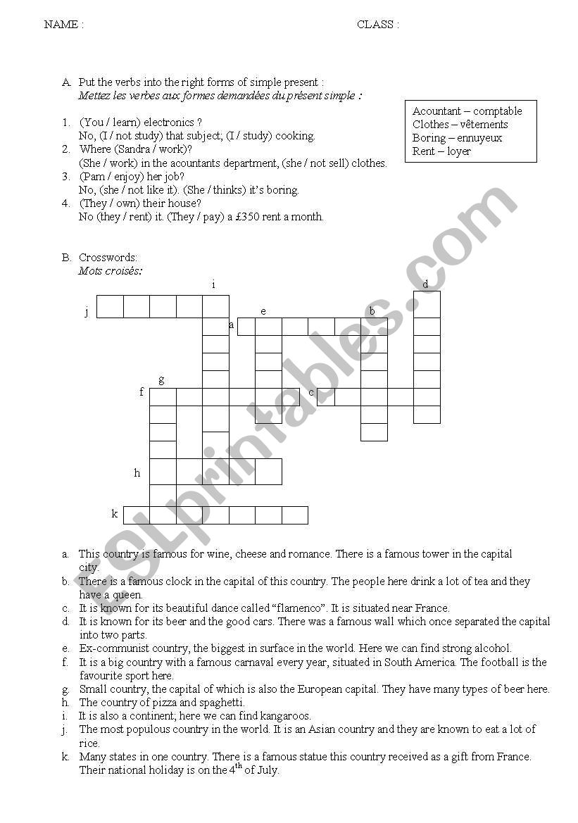 TEST worksheet
