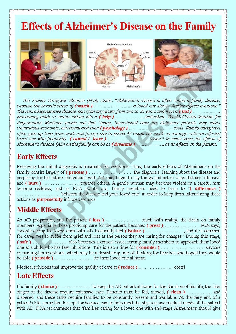 Effects of AlzheimerÂ´s Disease on the Family