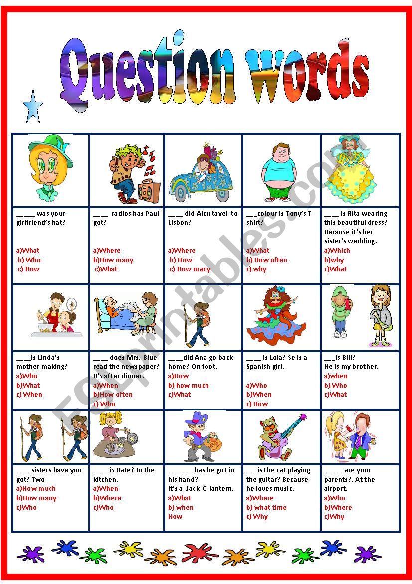 Question words worksheet