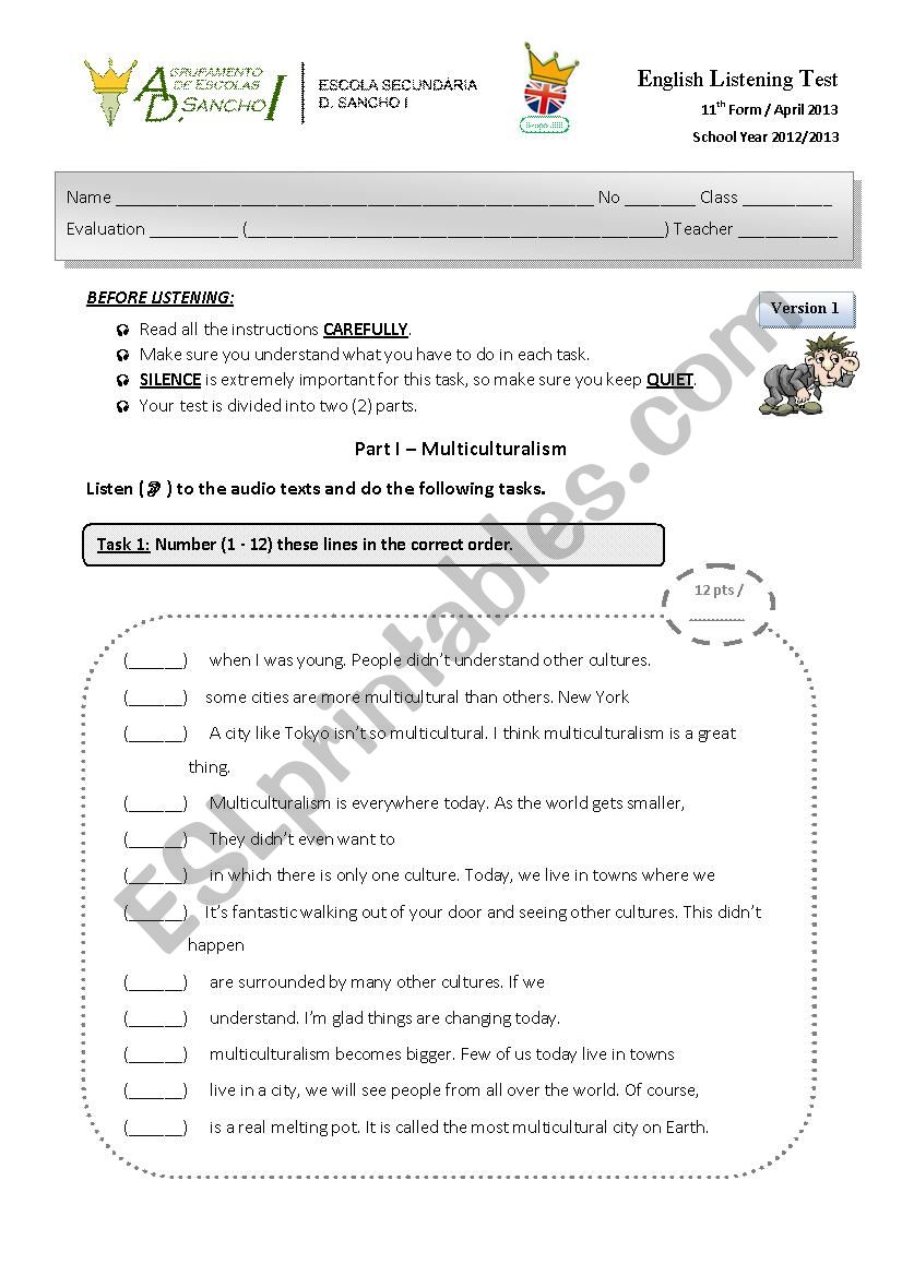 Listening Test about multiculturalism