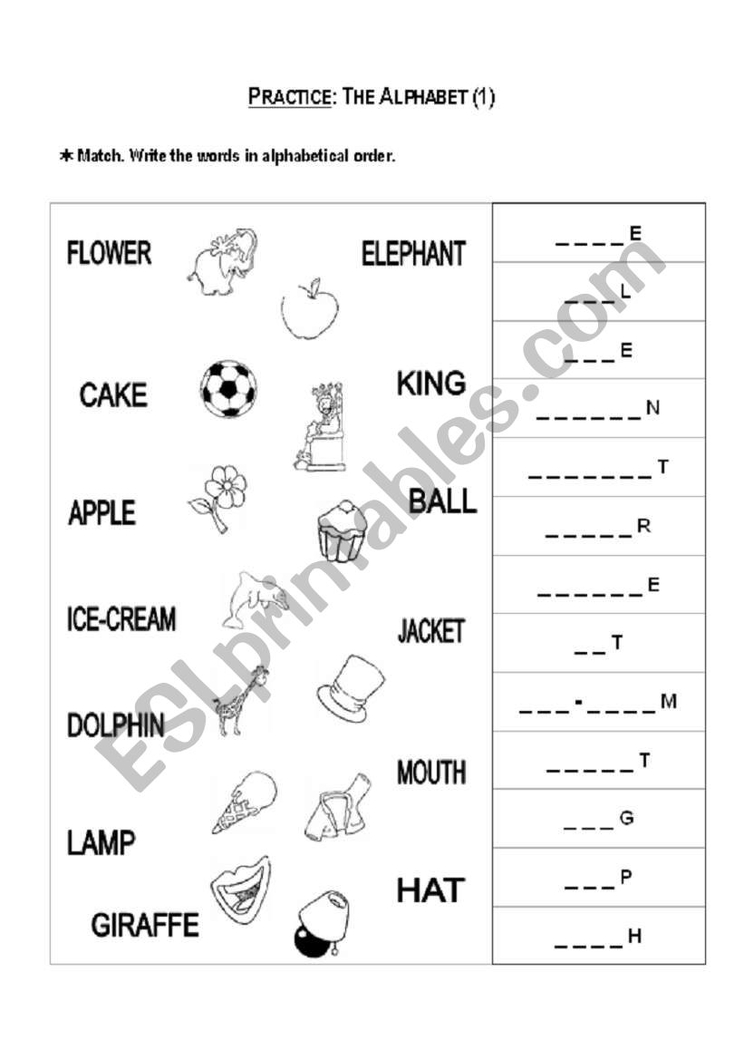 The alphabet (part 1) worksheet