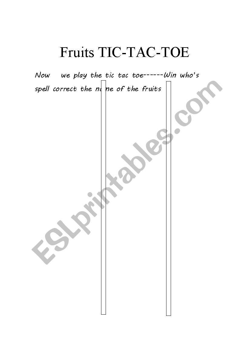 fruits tic tac toe worksheet