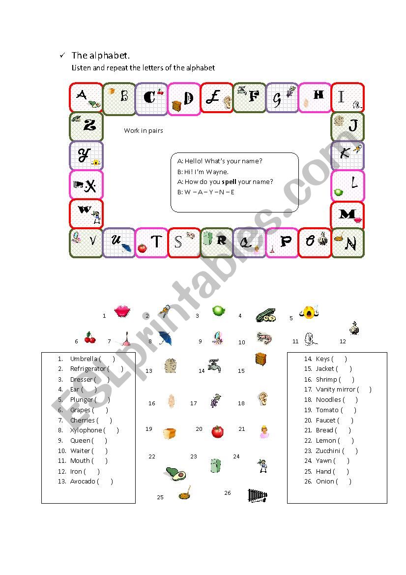 alphabet worksheet