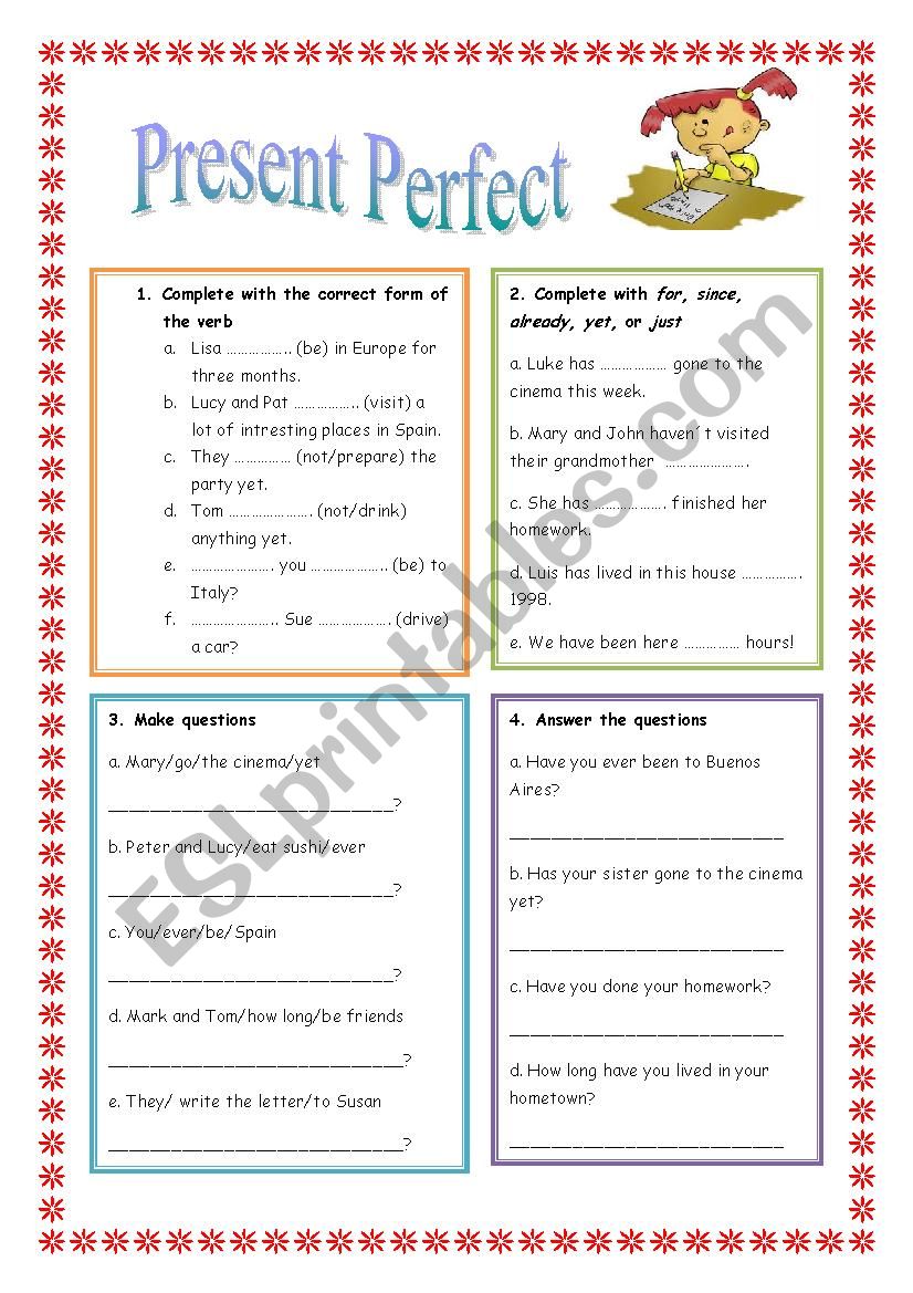 Present Perfect Review worksheet