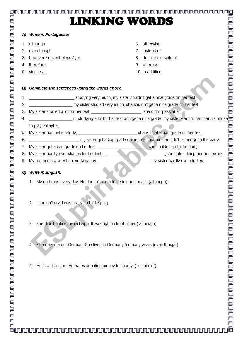 Linking Words worksheet