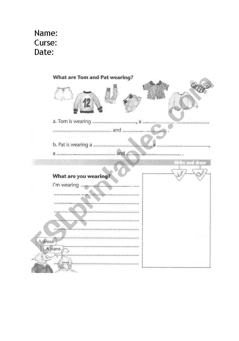 clothes worksheet