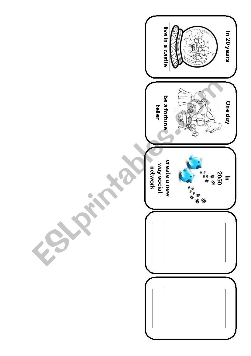 Fortune teller game card 2/4 worksheet