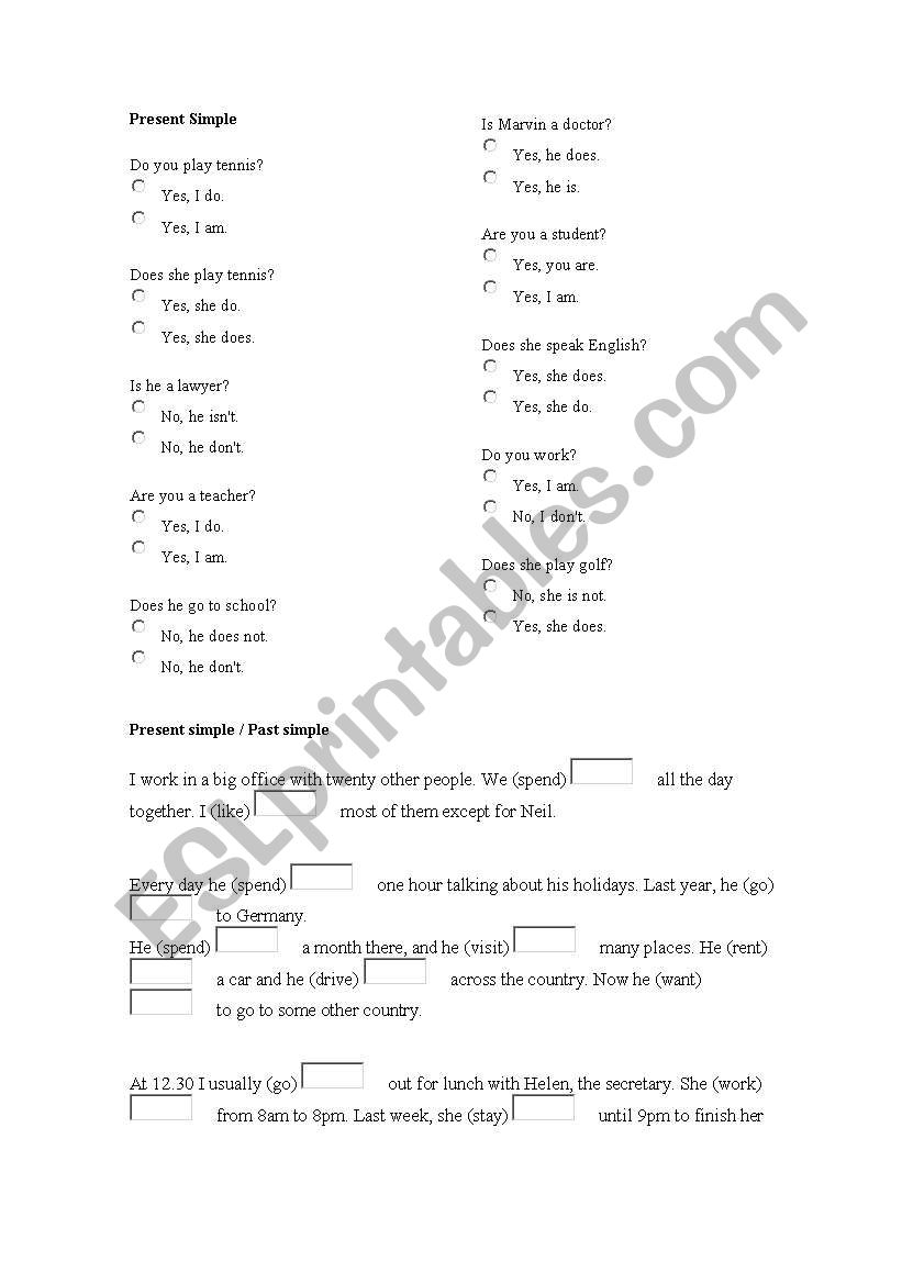 Past Simple worksheet