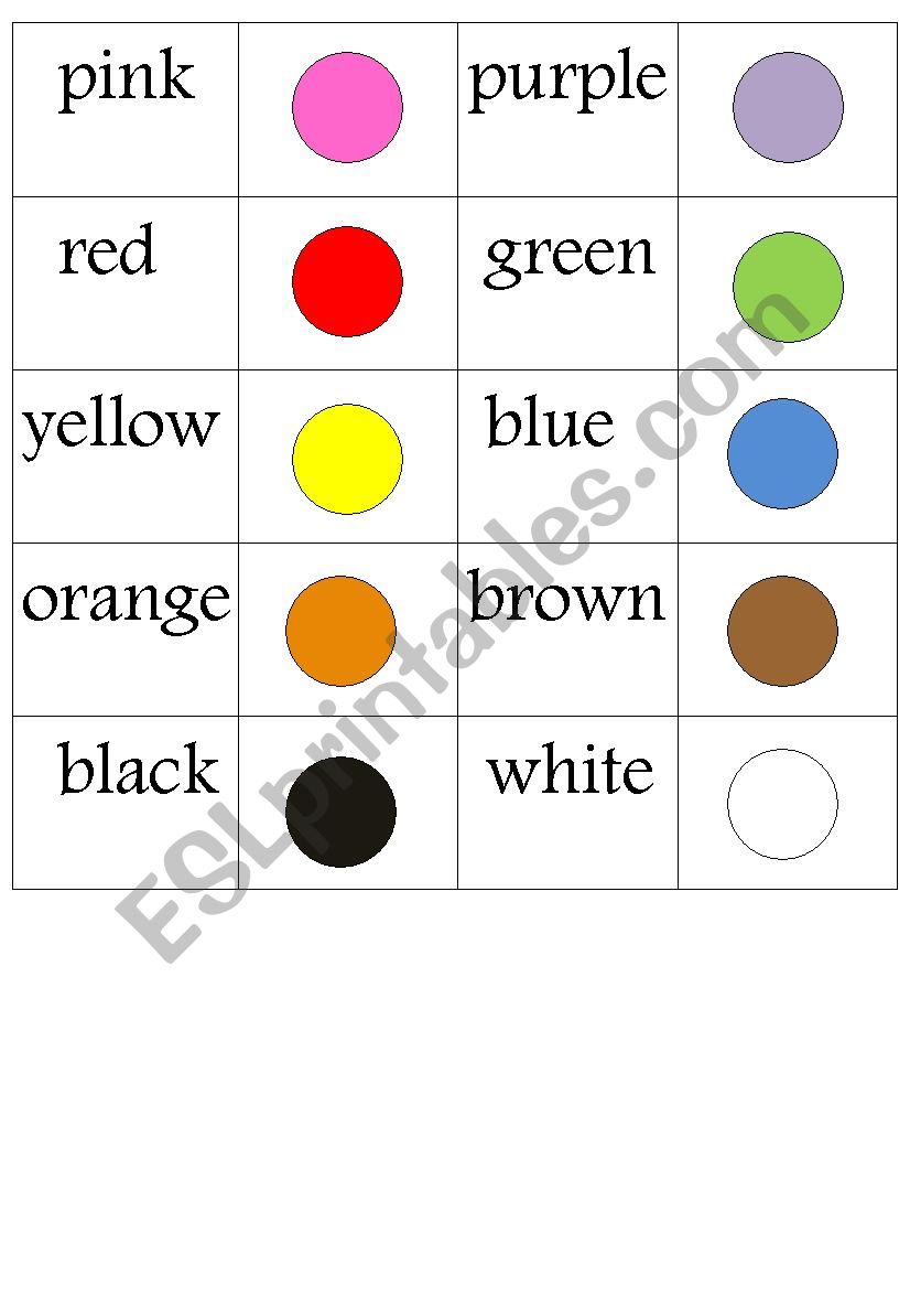 Colors domino worksheet
