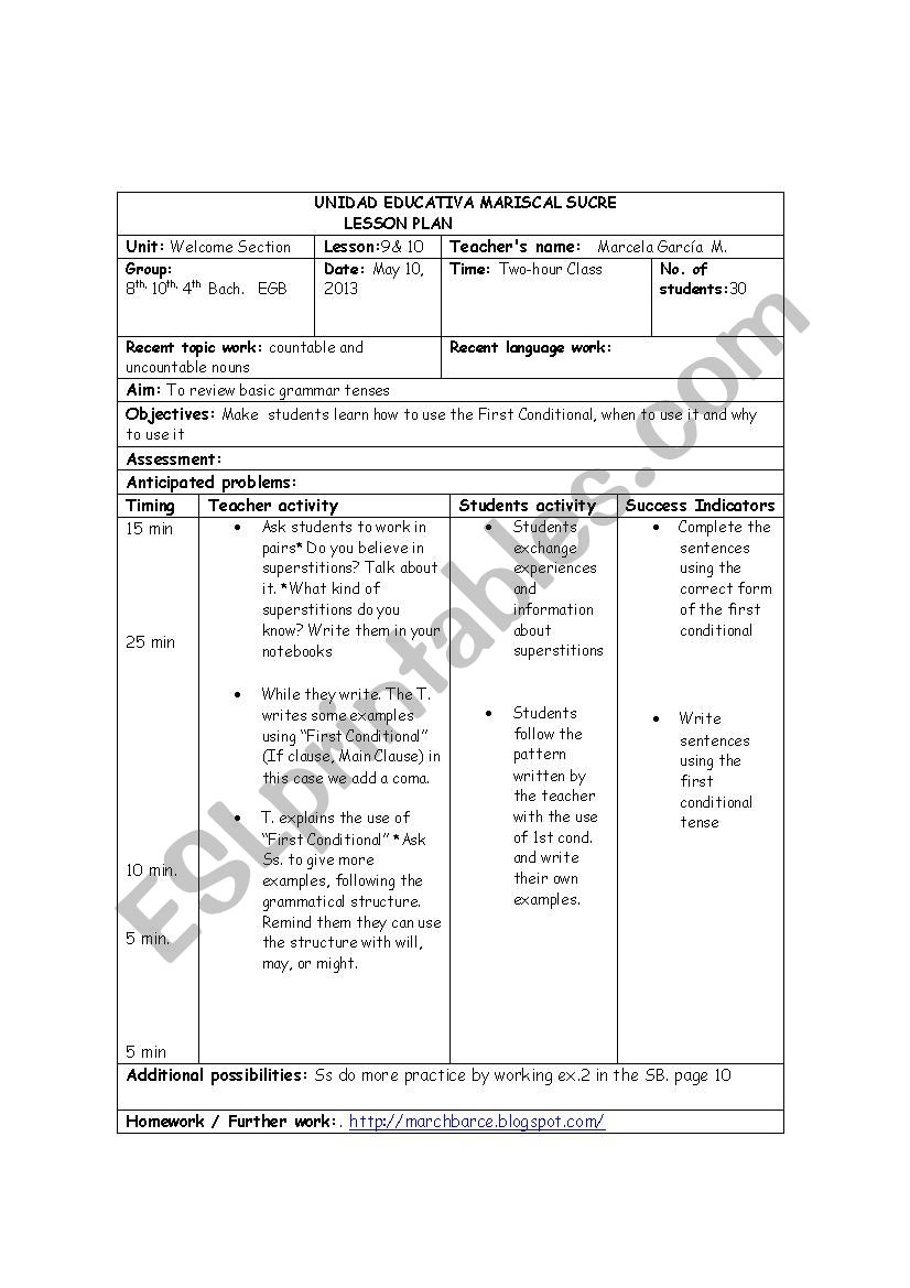 first conditional worksheet