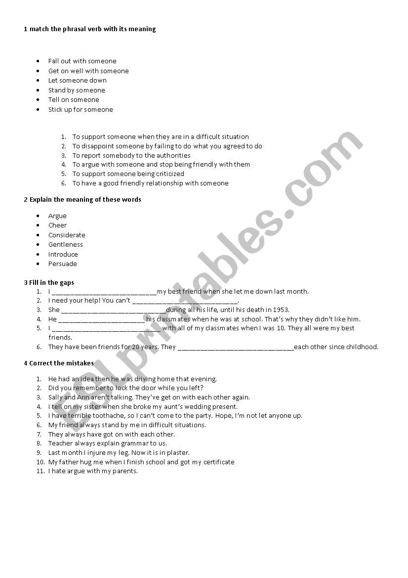 phrasal verbs worksheet