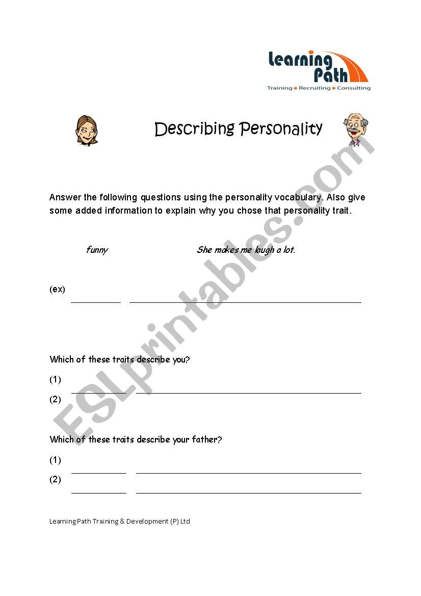 describing people worksheet