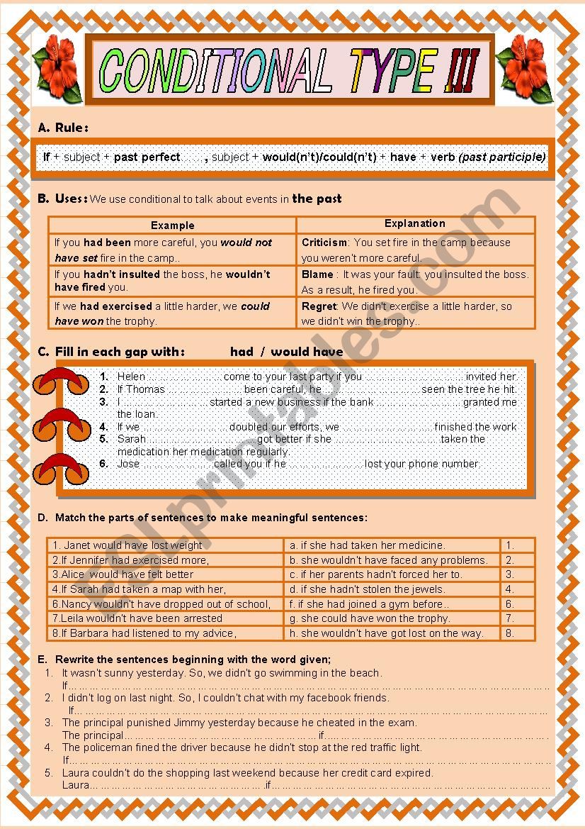 Conditional Type III worksheet