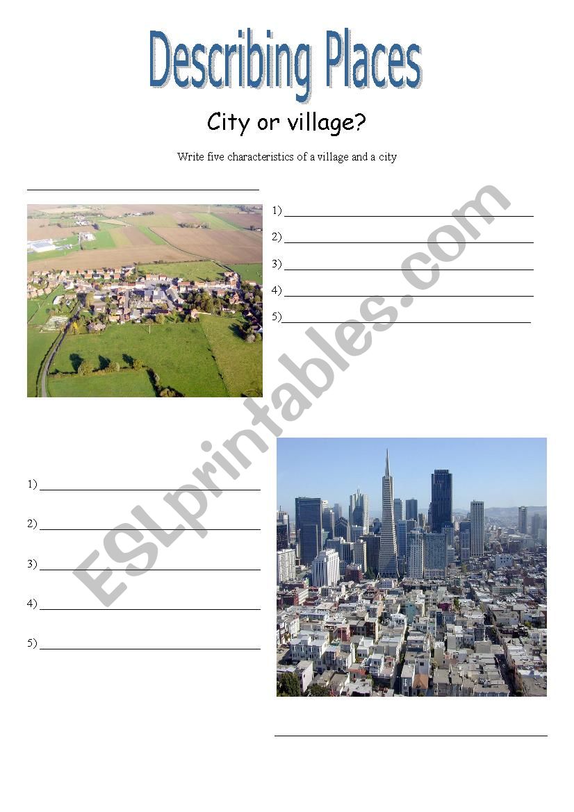 City or village? worksheet