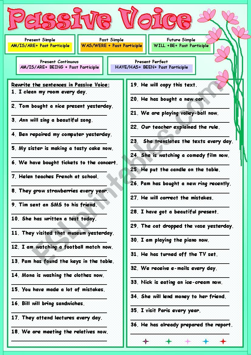 Passive Voice worksheet