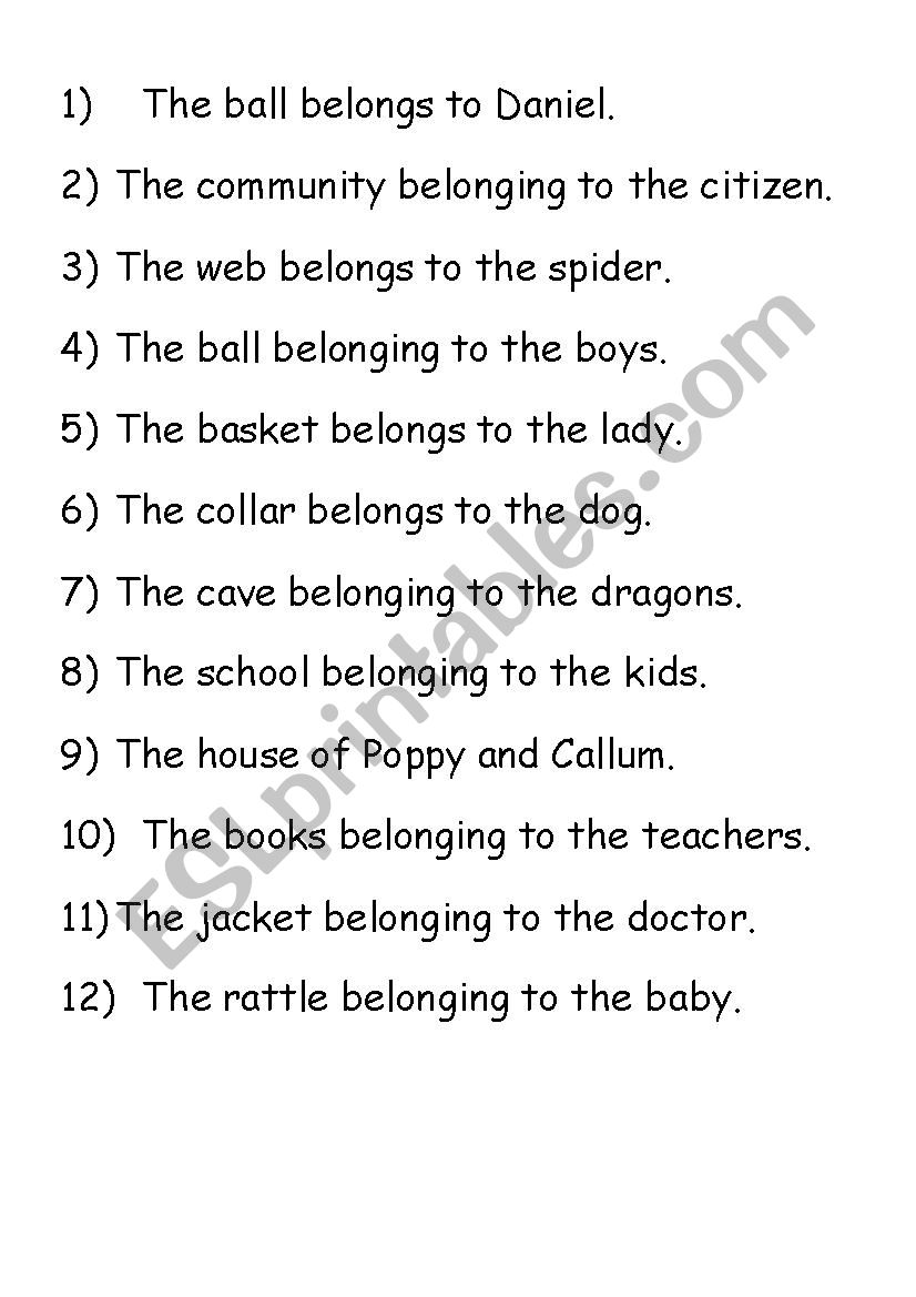 Possessive Apostrophes worksheet