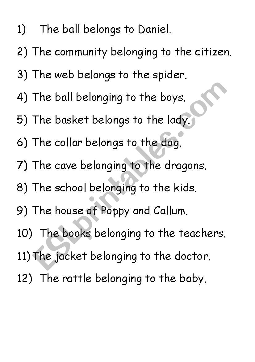 Possessive Apostrophes ESL Worksheet By Almary31