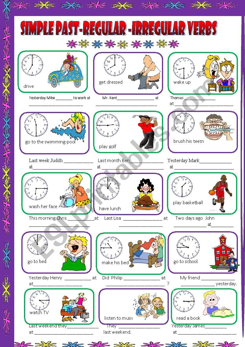 Past simple of the verbs worksheet