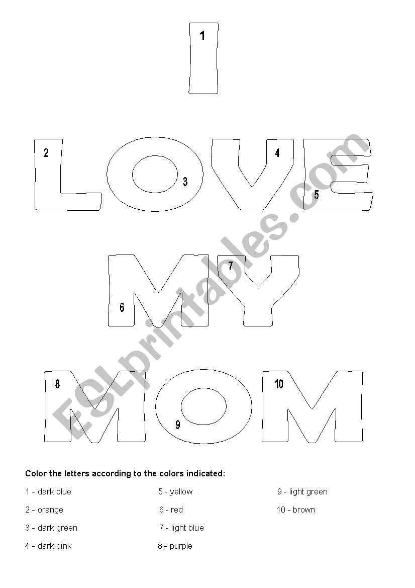 Mothers Day worksheet