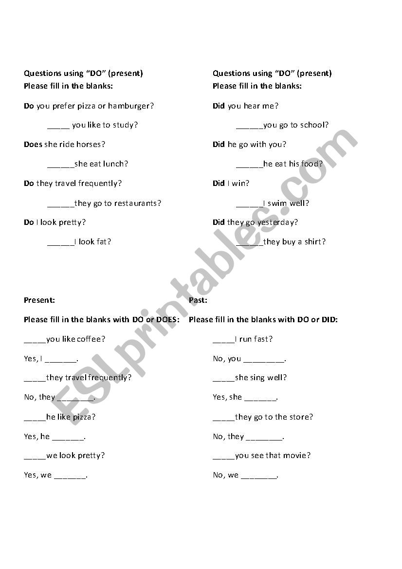Questions with auxiliary verb DO 