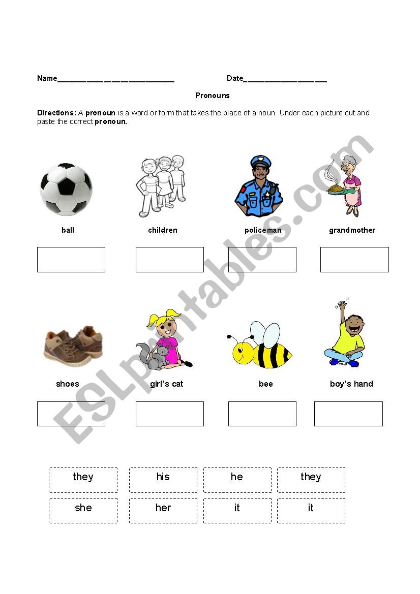 Pronoun Worksheet worksheet