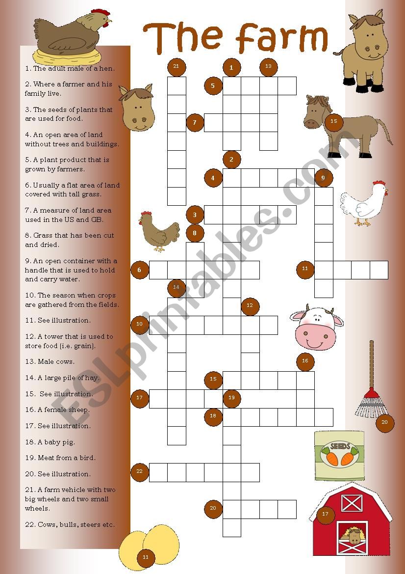 Crossword: The Farm worksheet