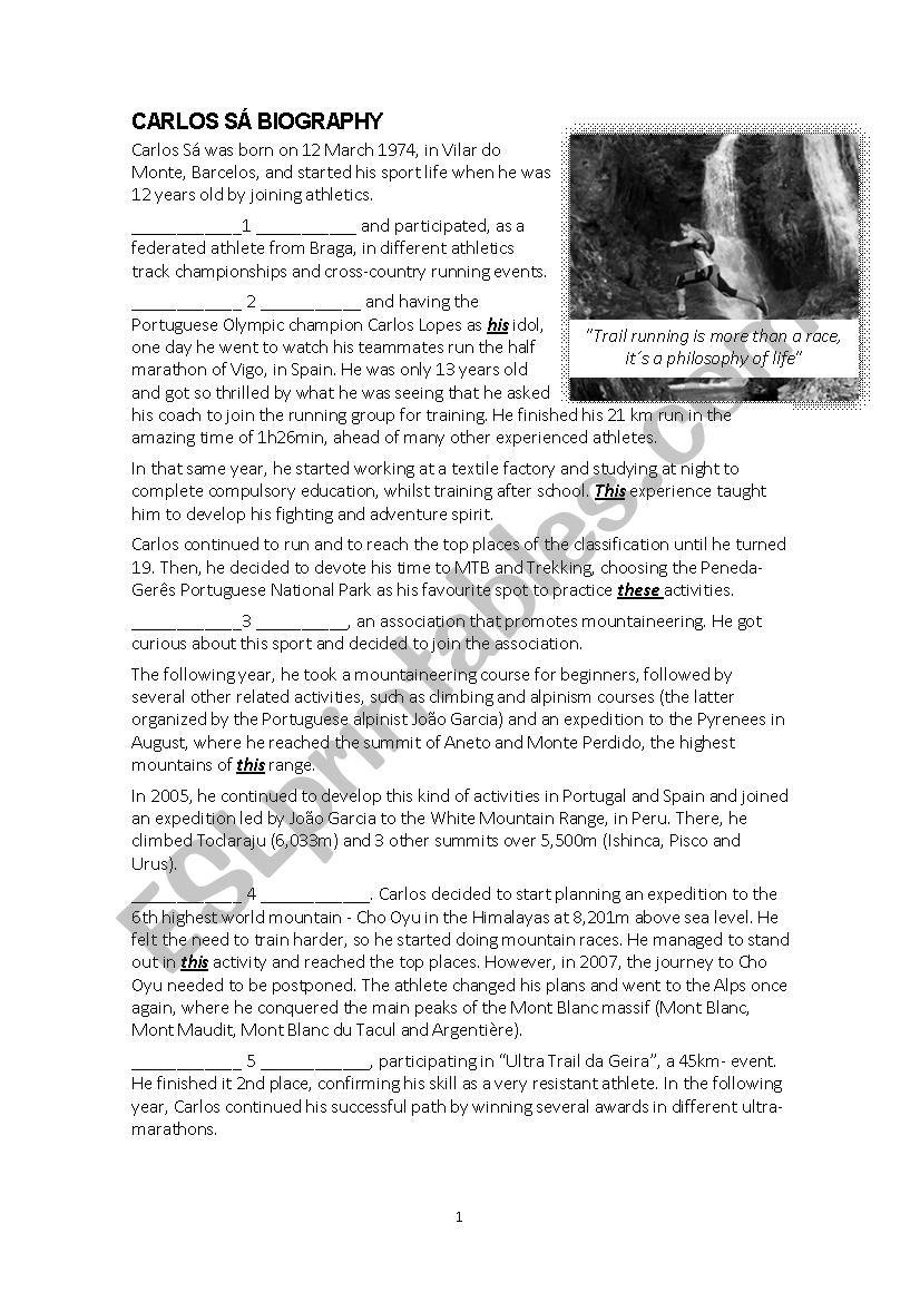 Carlos Sas Biography worksheet