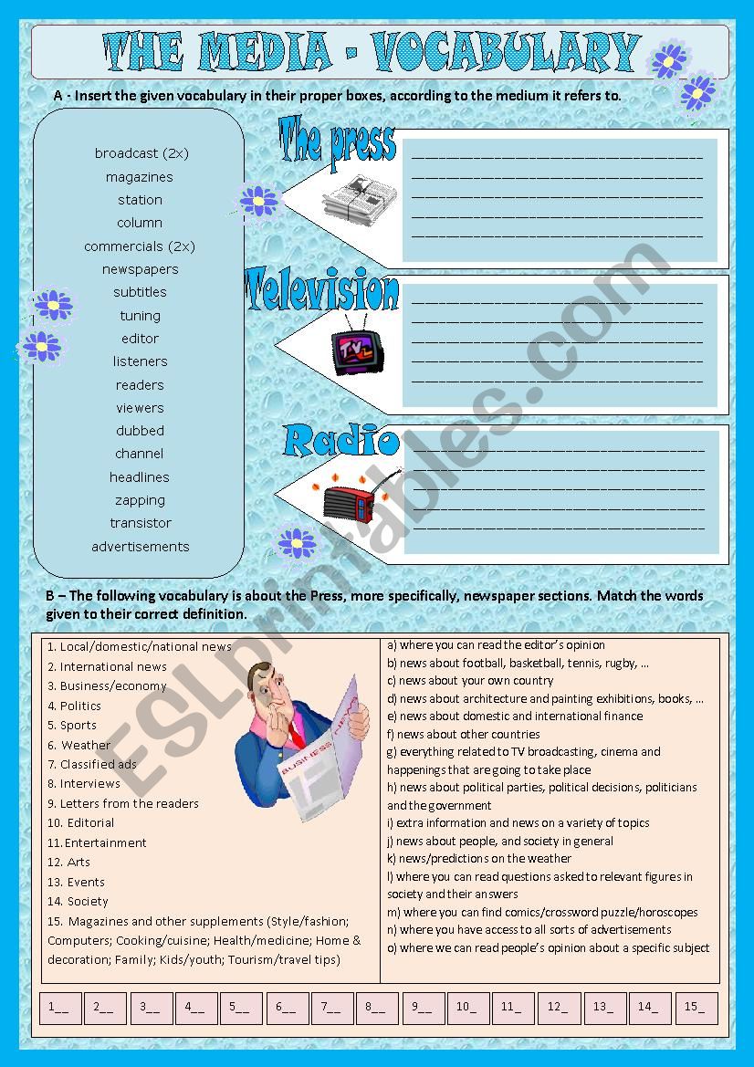 The Media - Vocabulary (key included)