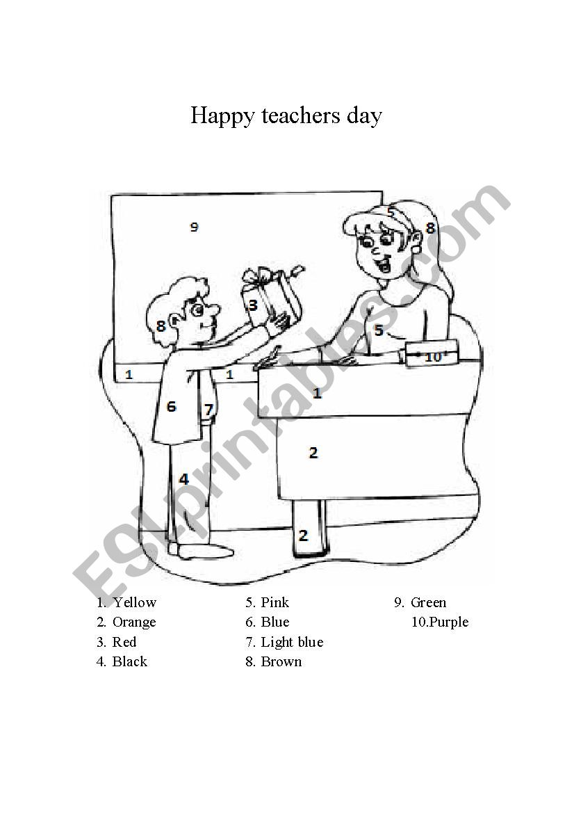 Teachers day coloring page worksheet