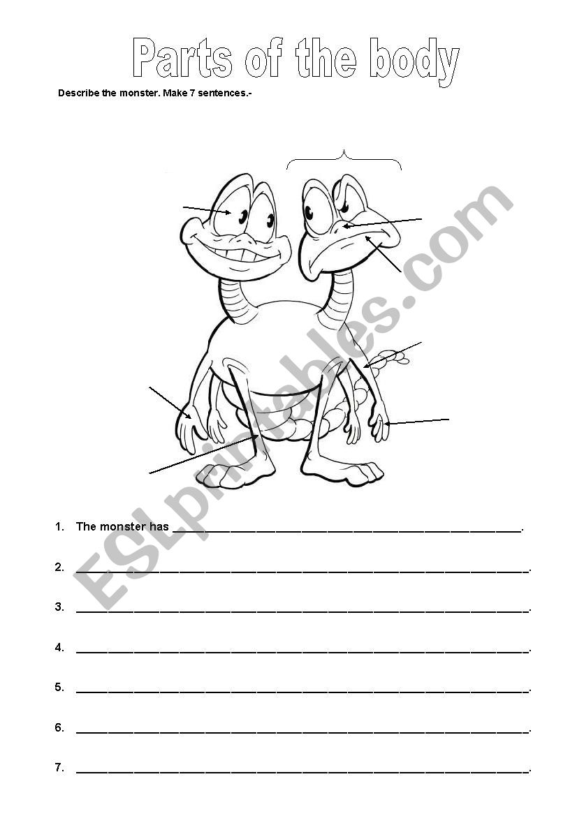 Partes of the body worksheet