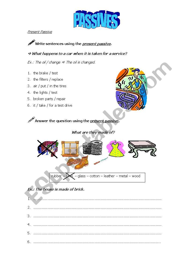 Passives - page 1 worksheet