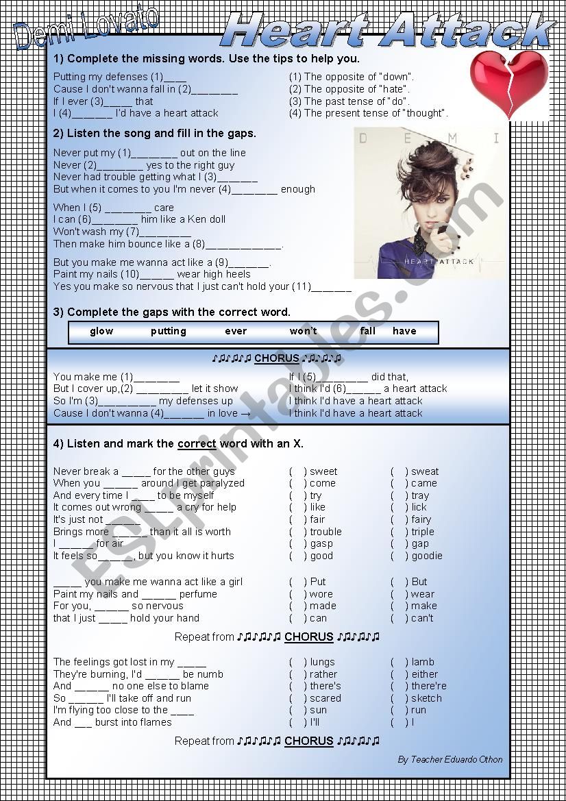 Demi Lovato - Heart Attack worksheet