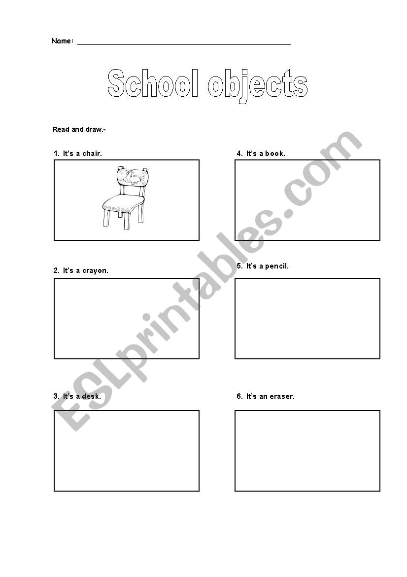 School objects worksheet