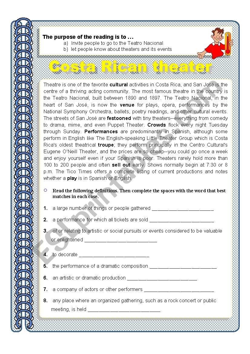 Lets go to the theater worksheet