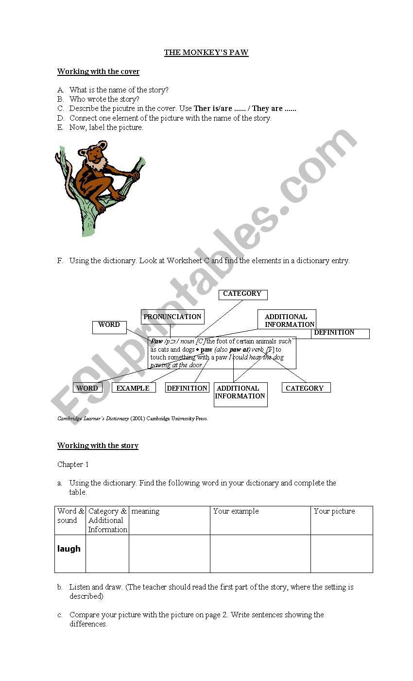 The MonkeyÂ´s Paw worksheet