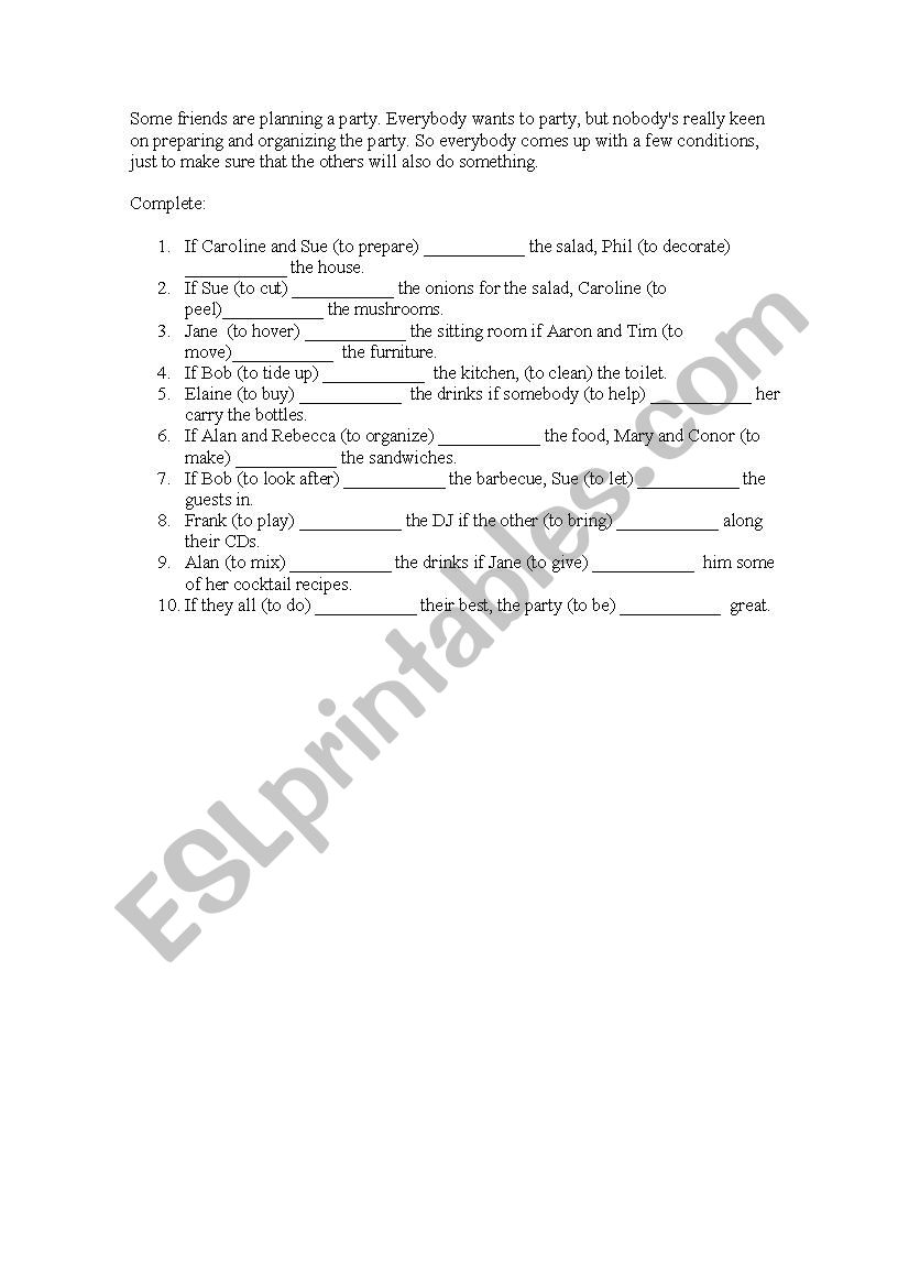 Conditionals worksheet