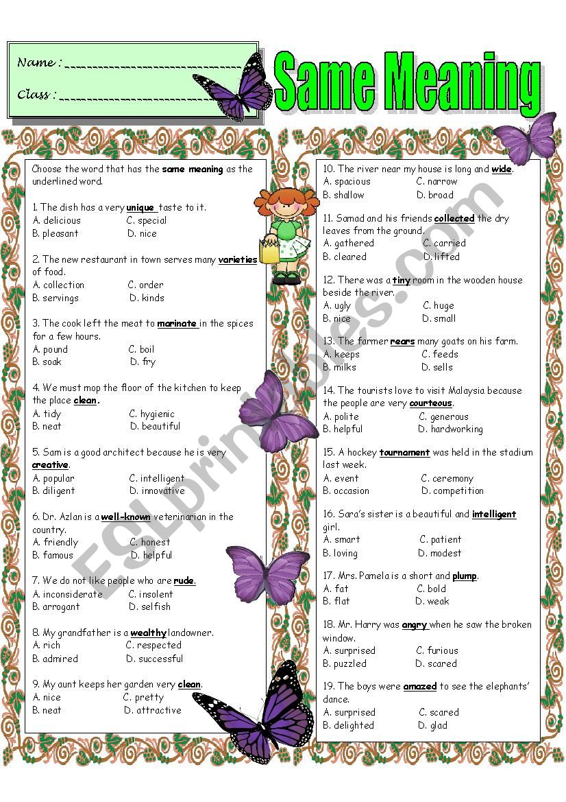 opposite-same-meaning-esl-worksheet-by-shezra79