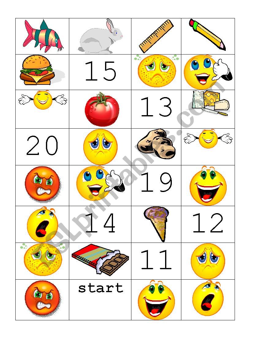 Maze: Numbers, feelings, food worksheet