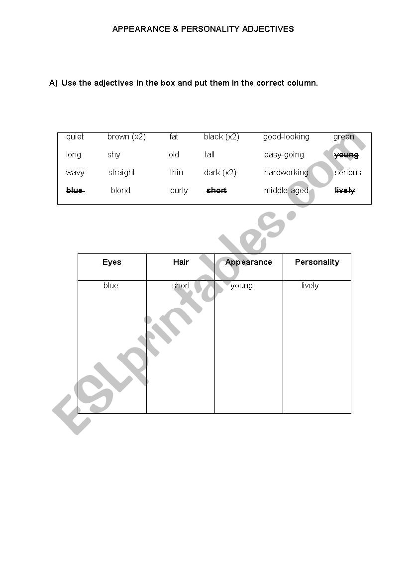 Adjectives (Appearance and Personality)