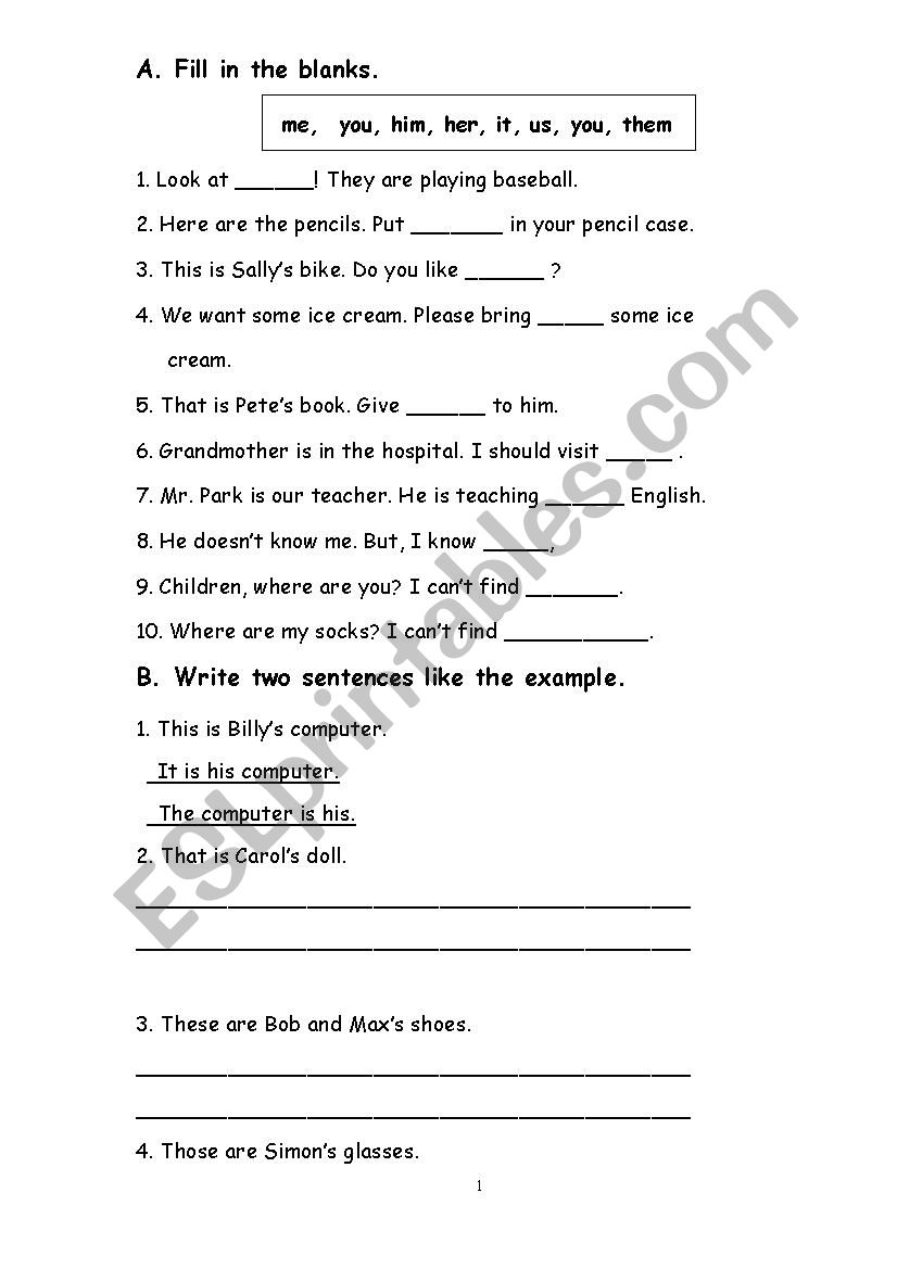 grammar test worksheet