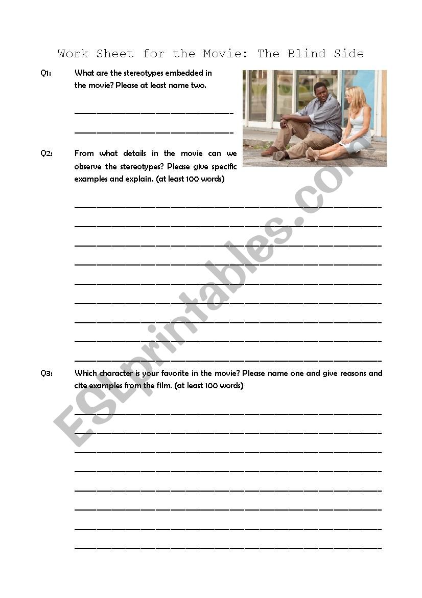 The Blind Side movie worksheet