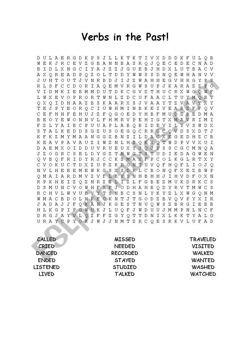 Wordsearch Puzzle - Verbs in the past