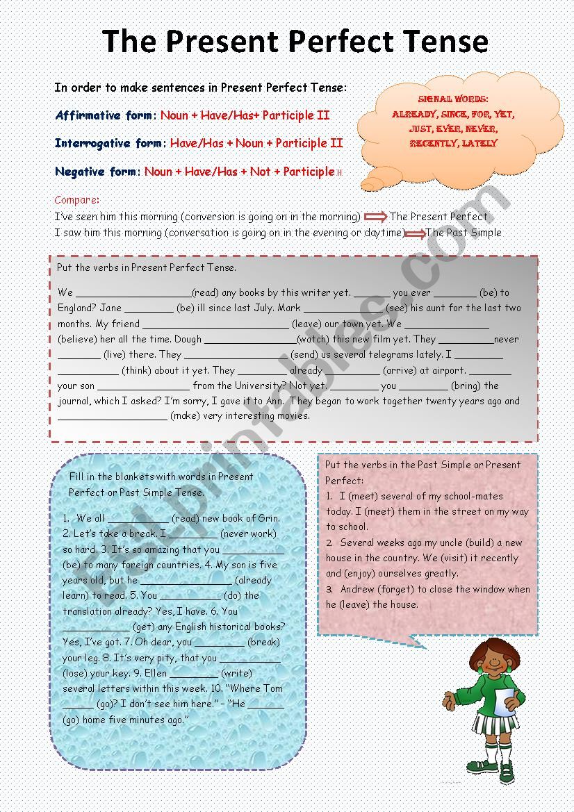 The Present Perfect Tense worksheet