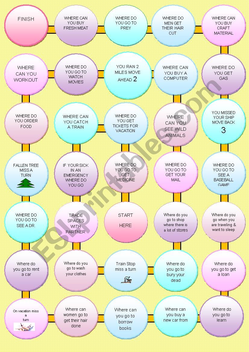 Communities Game Board worksheet