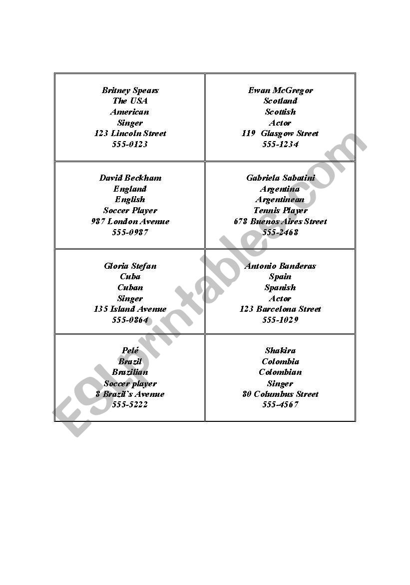 Famous People worksheet